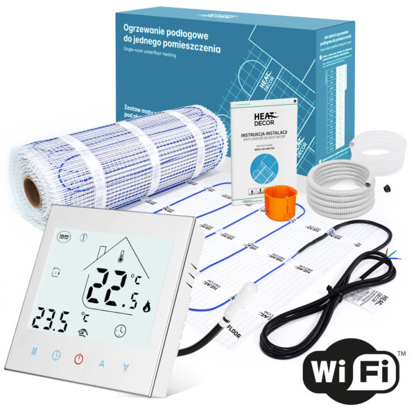 Mata grzewcza HD-MAT150, szer. 50 cm, 150 W/m² – zestaw 3.5 m² z termostatem programowalnym HD-T1000 Wi-Fi
