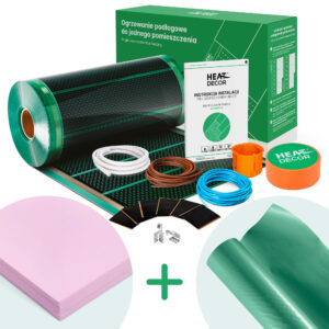 Kompletny zestaw folii grzewczej HD-G pod panele winylowe, szer. 50 cm, 80 W/m² do pomieszczenia 18 m²